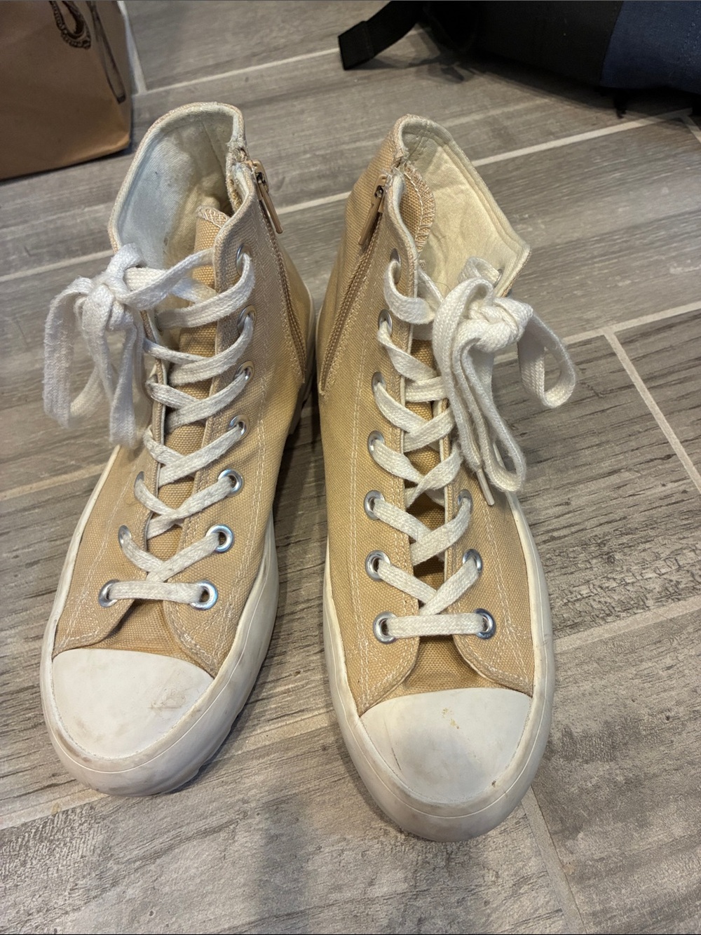 Canvas High-Top Sneakers in Beige - size 7 - cushionaire